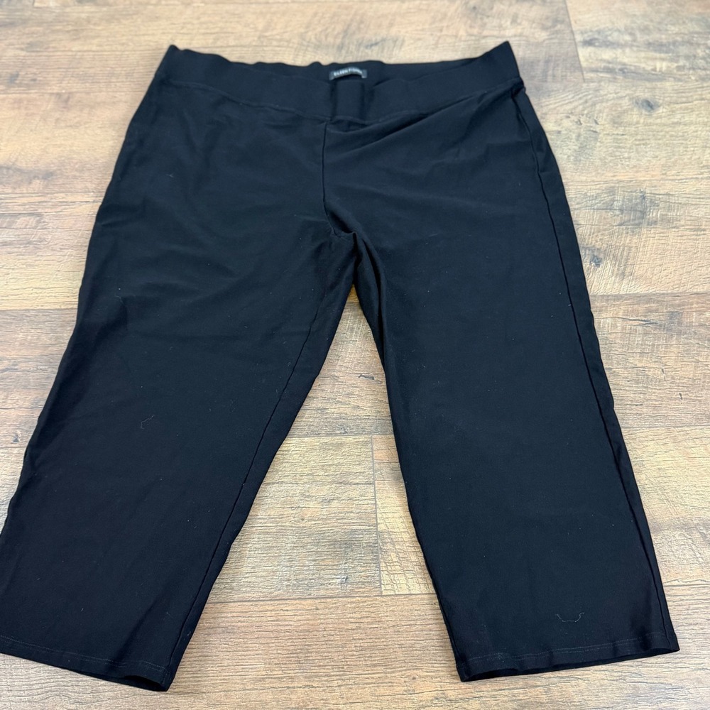 Eileen Fisher Cropped Leggings Women L Black Viscose Stretch SBTK